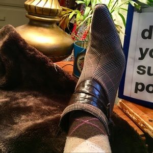 Predictions Brown Plaid w/ Bow Heel Ankle Bootie